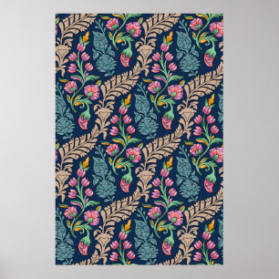 Traditionelle Mughal Allover Designart, Muster, Fl Poster
