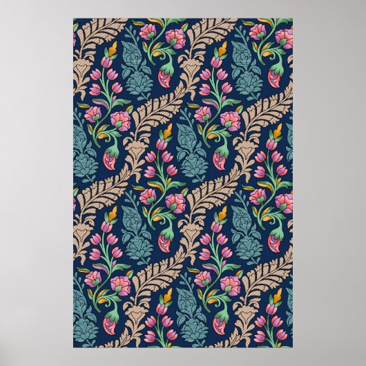 Traditionelle Mughal Allover Designart, Muster, Fl Poster (Vorne)