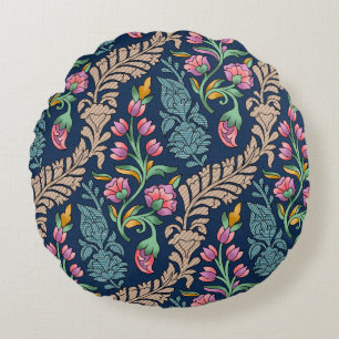 Traditionelle Mughal Allover Designart, Muster, Fl Rundes Kissen