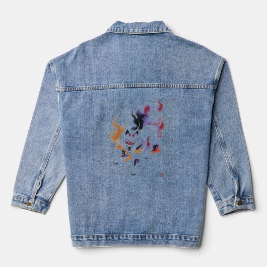 Traditionelle mythische Kitsune Jeansjacke (Rückseite)