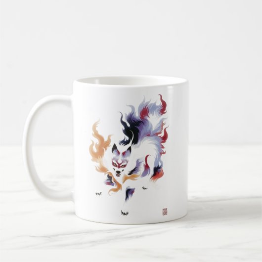 Traditionelle mythische Kitsune Kaffeetasse (Links)