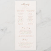 Traditionelle, neutrale Hochzeit der Erde Programm (Rückseite)