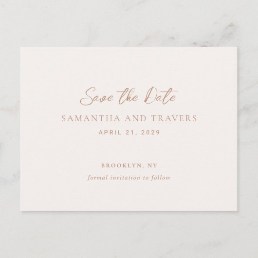 Traditionelle, neutrale Hochzeit der Erde retten d Ankündigungspostkarte (Vorderseite)