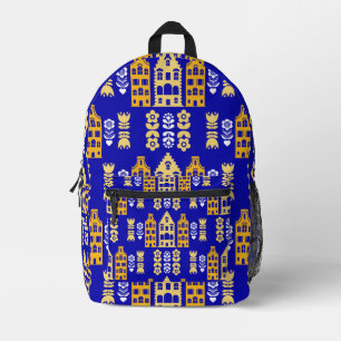Traditionelle niederländische Folk Art Print Bedruckter Rucksack