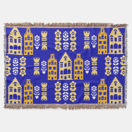 Traditionelle niederländische Folk Art Print Decke (Vorderseite)