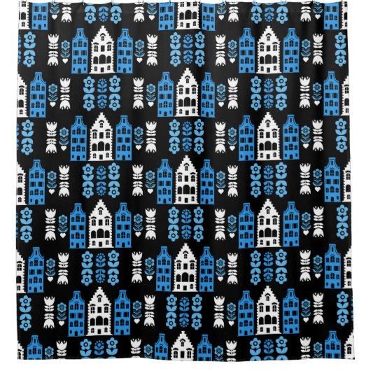 Traditionelle niederländische Folk Art Print Duschvorhang (Vorderseite)
