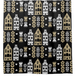 Traditionelle niederländische Folk Art Print Duschvorhang