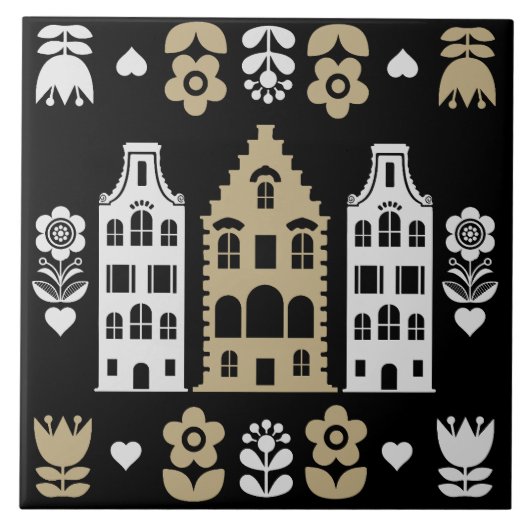 Traditionelle niederländische Folk Art Print Fliese (Vorderseite)