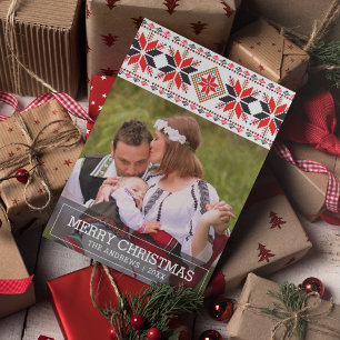 Traditionelle nordische Weihnachts-Folk-Art-Foto Feiertagskarte