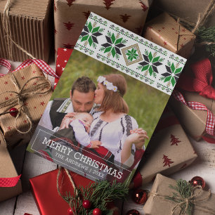 Traditionelle nordische Weihnachts-Folk-Art-Foto Feiertagskarte