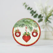 Traditionelle Ornamente Rundweihnachtskarte Feiertagskarte (Stehend Vorderseite)