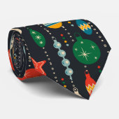 Traditionelle ornamets Navy Blue Xmas Krawatte (Gerollt)