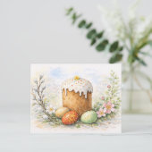 Traditionelle Ostertorte Wasserfarben Postkarte (Stehend Vorderseite)