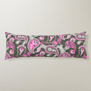 Traditionelle Paisley Linocut Warm Pink Deep Green Seitenschläferkissen