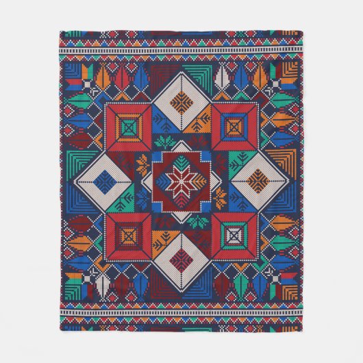 Traditionelle Palästina Stickerei täreez bunt Fleecedecke (Vorderseite)