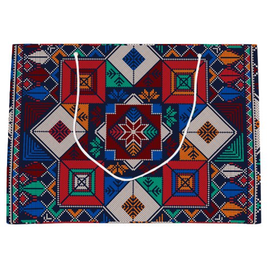 Traditionelle Palästina Stickerei täreez bunt Große Geschenktüte (Vorderseite)