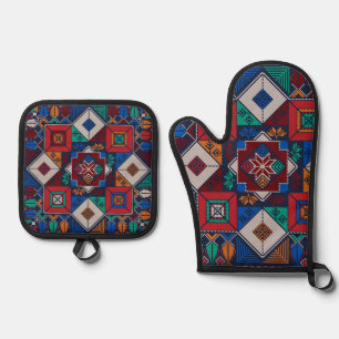 Traditionelle Palästina Stickerei täreez bunt Ofenhandschuh & Topflappen-Set