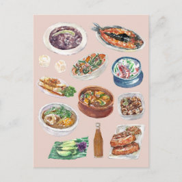 Traditionelle philippinische Küche in Aquarellpfei Postkarte