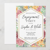 Traditionelle Pink & Gelb Engagement Party Einladung (Vorne/Hinten)