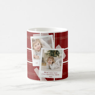 Traditionelle Plaid Cozy Cabin Burgunder Karo Foto Kaffeetasse
