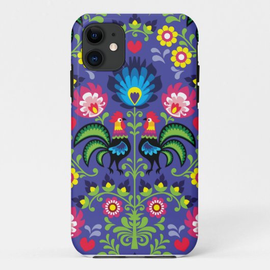 Traditionelle polnische Blumenstickerei mit Hähnen Case-Mate iPhone Hülle (Rückseite)