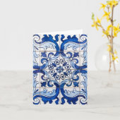Traditionelle portugiesische Azulejo Tiles Karte (Gelbe Blume)