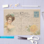 Traditionelle Postkarte/Viktorianische Dame mit Ro Seidenpapier (Handwerk)