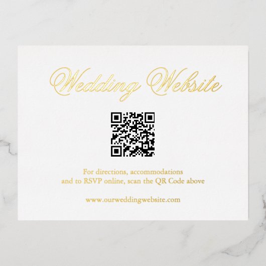 Traditionelle QR-Code-Hochzeitkarte Folie Einladungspostkarte (Vorderseite)