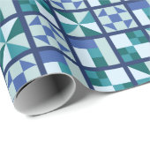 Traditionelle Quiltblock-Kacheln in Blau- und Grün Geschenkpapier (Rolleneckpunkt)
