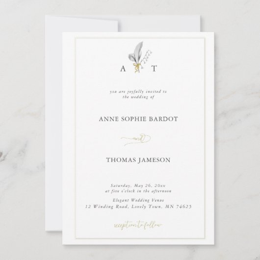 Traditionelle Rahmenfederlilie von Valley Wedding Einladung (Vorderseite)