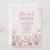 Traditionelle Rosa Blumendusche Einladung (Vorderseite)