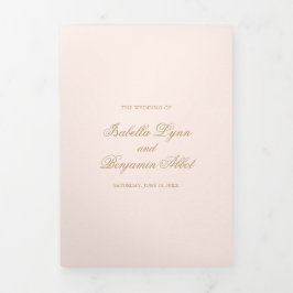 Traditionelle Rosa-Hochzeit Dreifach Gefaltete Einladung