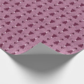 Traditionelle rosa Weihnachtsbaumen und Rentiere Geschenkpapier (Ecke)