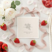Traditionelle rosafarbene Monogramm-Hochzeitsservi Serviette