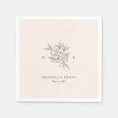 Traditionelle rosafarbene Monogramm-Hochzeitsservi Serviette (Vorderseite)