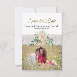 Traditionelle Rose aus Weißgold Hochzeit Save The Date