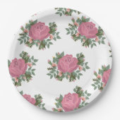 Traditionelle Rose Pappteller (Vorderseite)