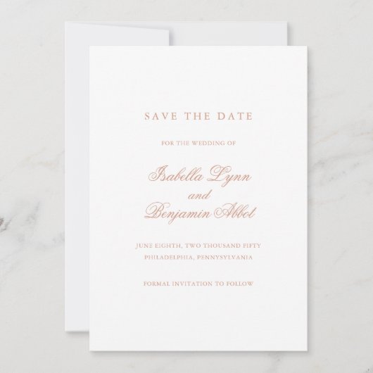 Traditionelle Rose Rosa Feierliche Hochzeit Save The Date (Vorderseite)