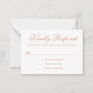 Traditionelle Rose Rosa formale Mini-Hochzeit RSVP Mitteilungskarte