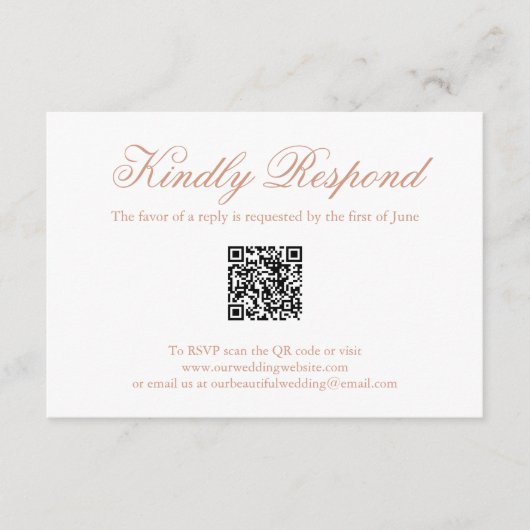 Traditionelle Rose Rosa formaler QR-Code Hochzeit RSVP Karte (Vorderseite)
