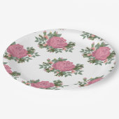 Traditionelle Rosensträußchen Pappteller (Schrägansicht)