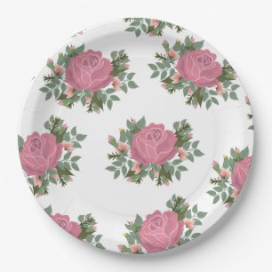 Traditionelle Rosensträußchen Pappteller