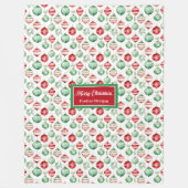 Traditionelle rot-grüne Weihnachtsbaumdecke Fleecedecke (Vorderseite)