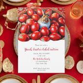 Traditionelle rote Eier mit Kaninchen Einladung