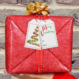 Traditionelle rote grüne Band Weihnachtsbaumkunst Geschenkanhänger