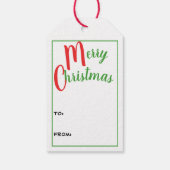 Traditionelle rote grüne Band Weihnachtsbaumkunst Geschenkanhänger (Rückseite)