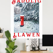 Traditionelle rote Postfach und Schnee auf Bäumen Poster (Heimbüro)