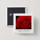 Traditionelle rote Rose 40. Hochzeitstag Button (Vorne & Hinten)