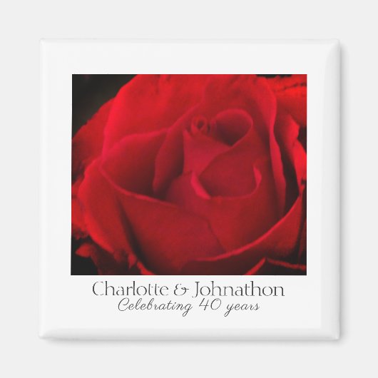 Traditionelle rote Rose 40. Hochzeitstag Magnet (Vorne)