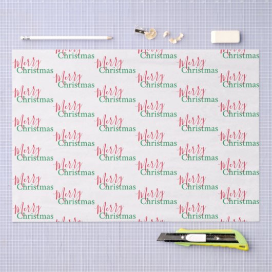 Traditionelle rote und grüne frohe Weihnachten Seidenpapier (Handwerk)